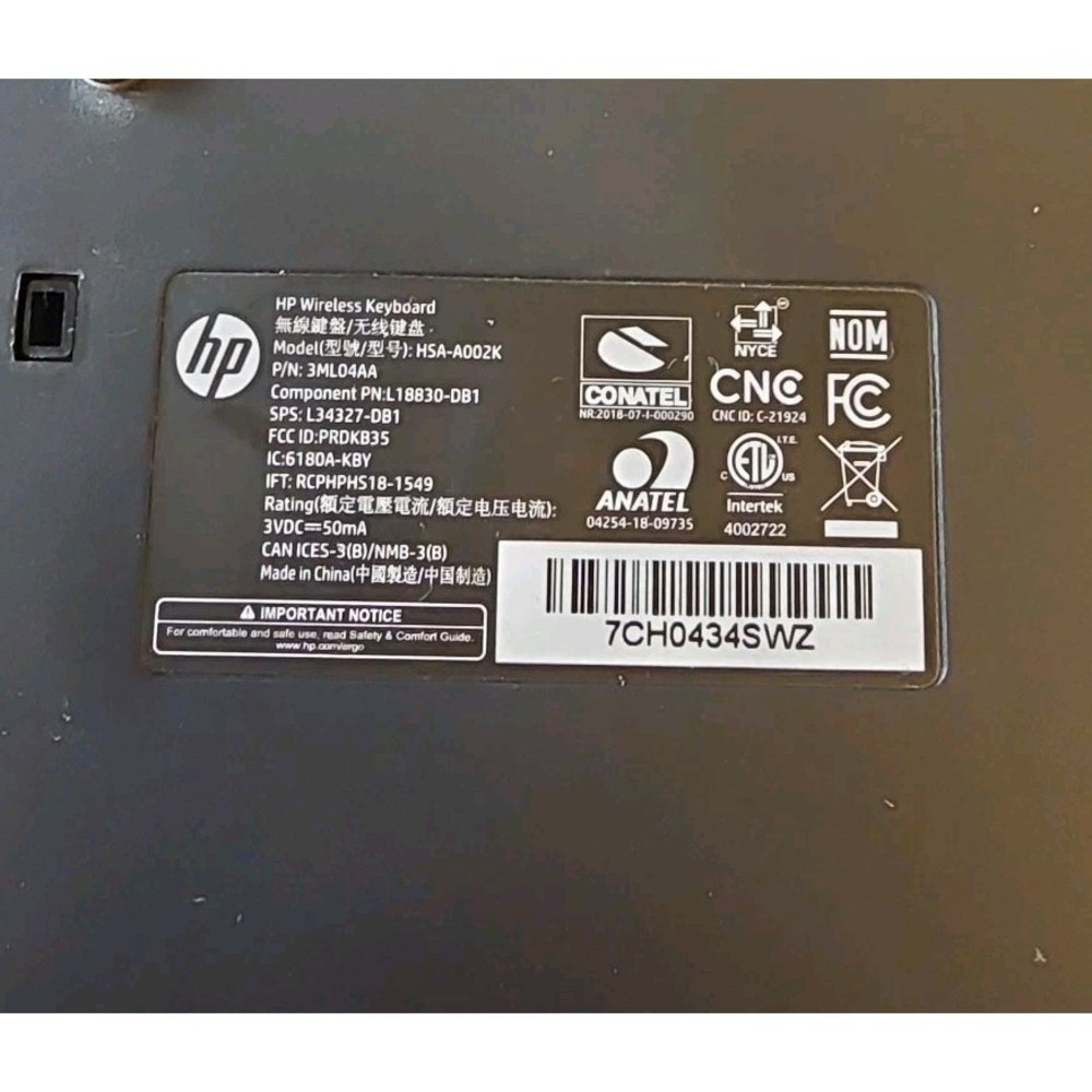 HP HSA-A002K Wireless Keyboard- Tested - Picture 4 of 4